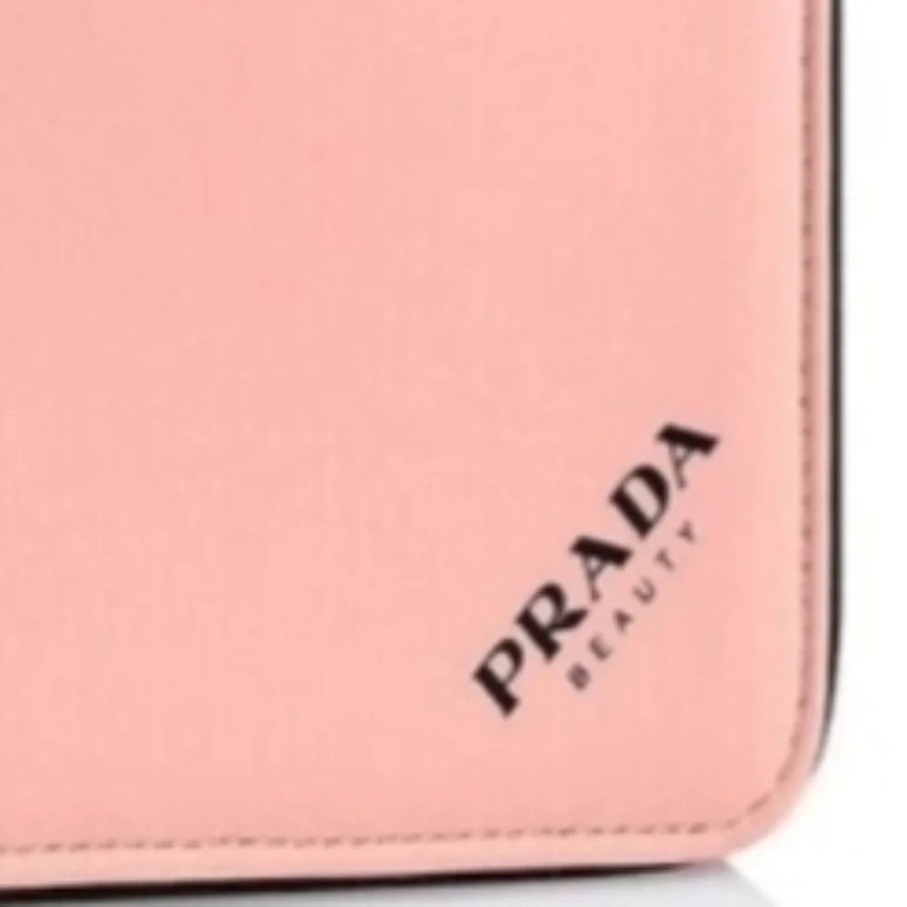 New Prada Beauty Pouch With Dust Bag Cosmetic Bag Pink Black Triangle Zipper Bag - Picture 11 of 11